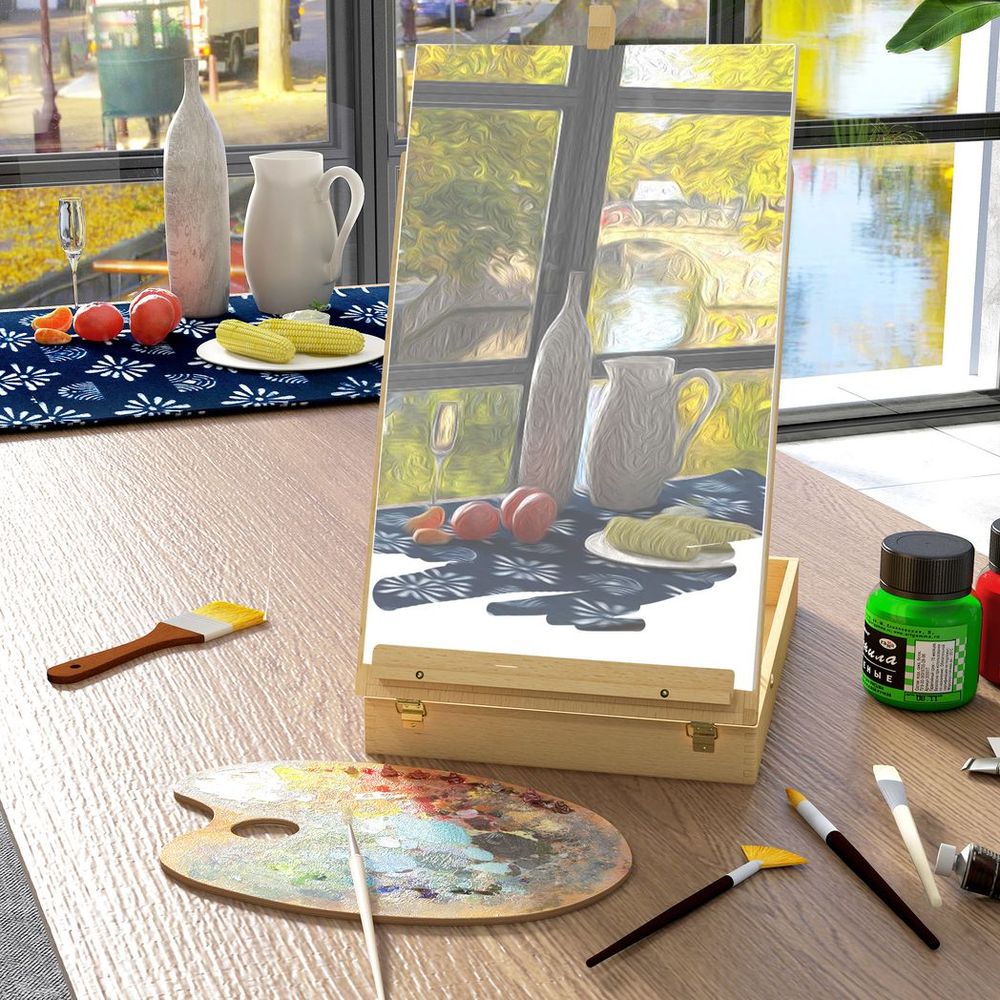 Vinsetto Wooden Table Easel Box Hold Canvas up to 61cm Adjustable Sketch Board - anydaydirect