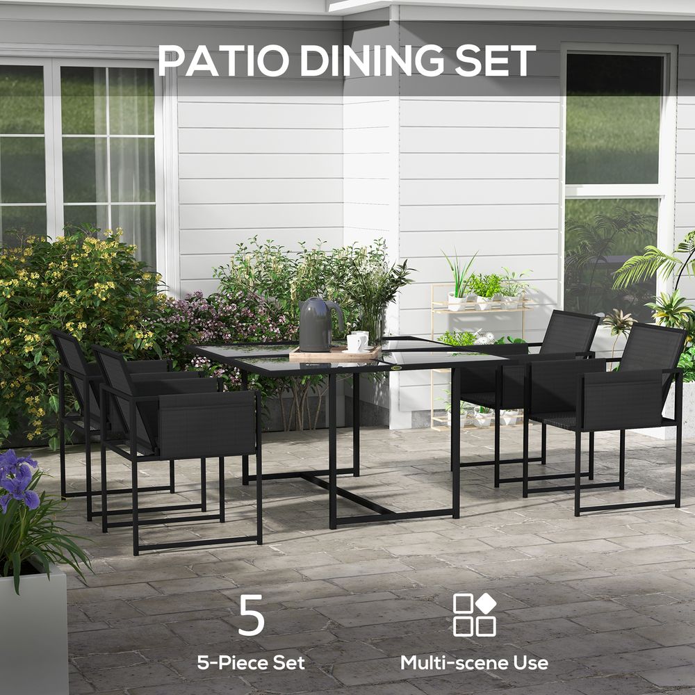 Outsunny 4 Seater Outdoor Table and Chairs with Adjustable Backrest for Garden - anydaydirect