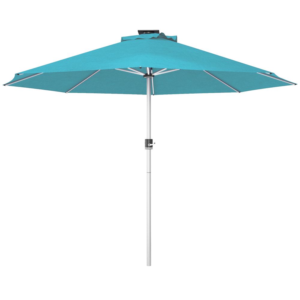 Outsunny Solar Patio Garden Parasol with Lights for Outdoor, Blue - anydaydirect