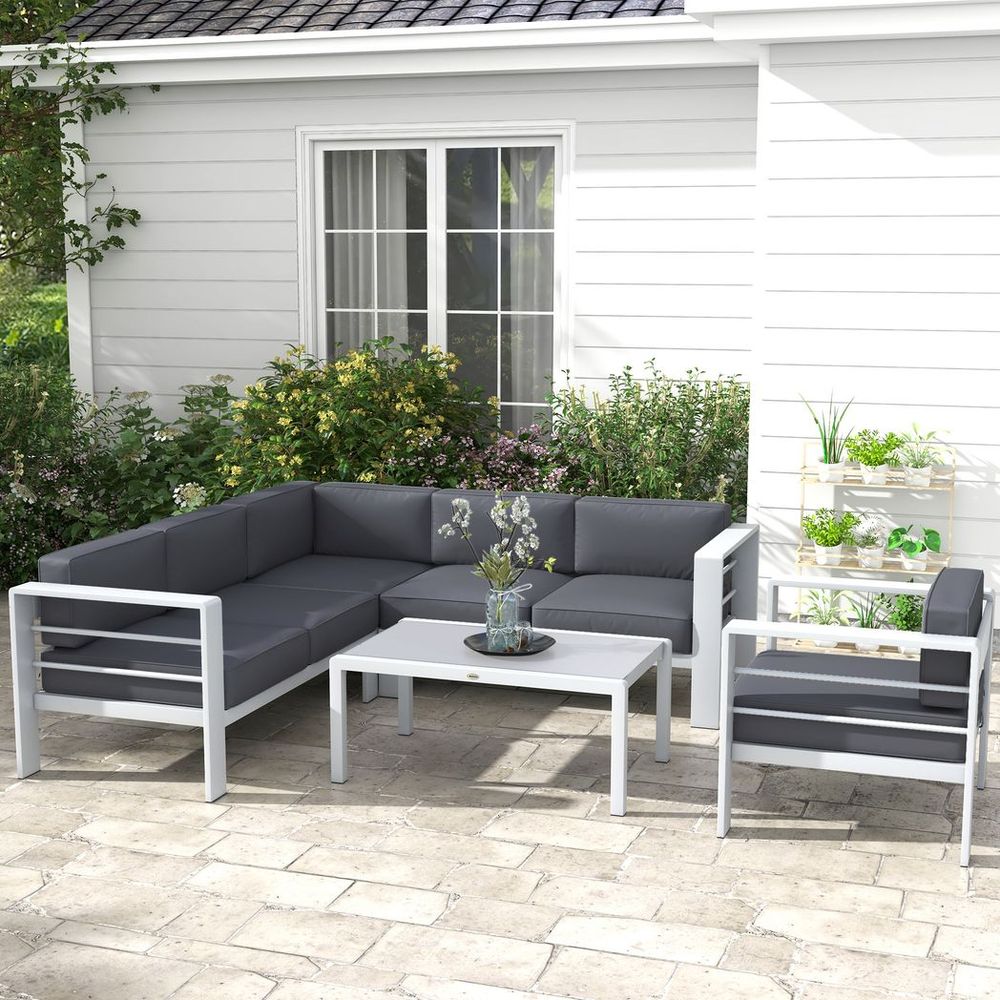 Outsunny 5 PCs Garden Sofa Set w/ Cushions, Aluminium Furniture Sets - anydaydirect