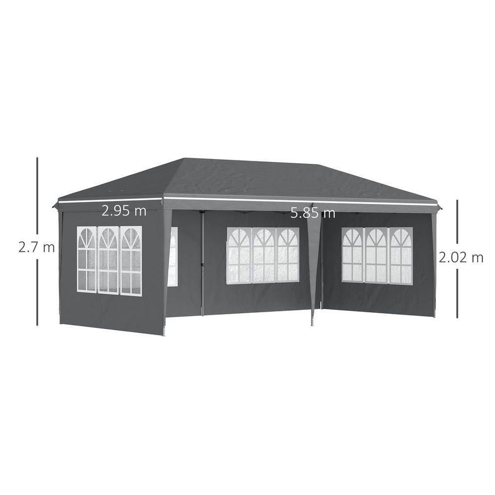 Outsunny 3 x 6m Heavy Duty Gazebo Marquee Party Tent with Storage Bag Grey - anydaydirect