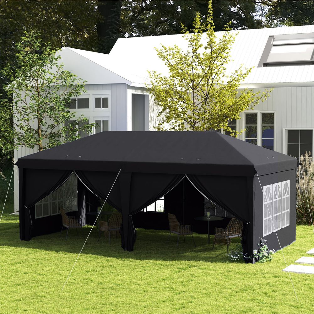 Outsunny 3 x 6m Pop Up Gazebo Height Adjustable Party Tent with Storage Bag - anydaydirect