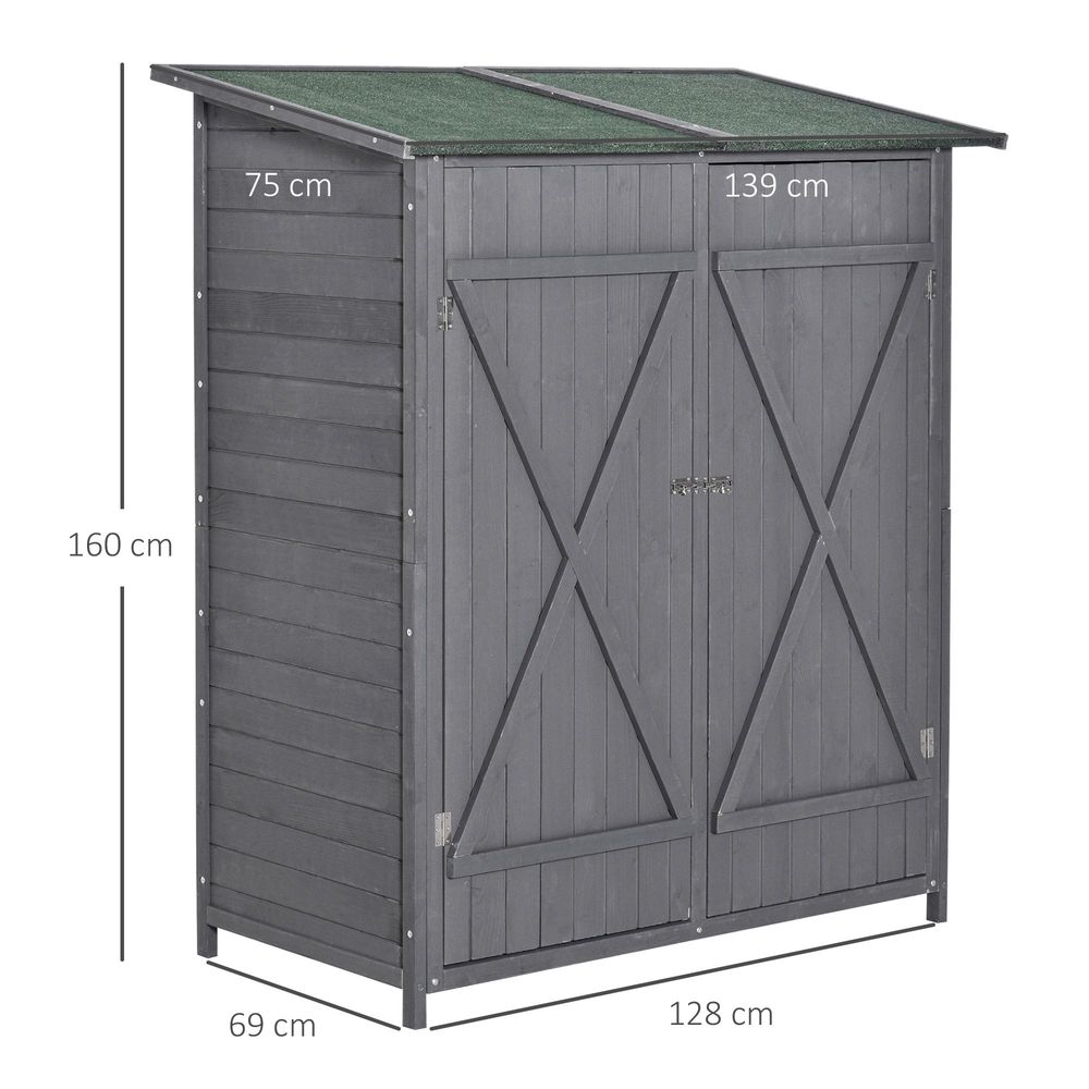 Durable Garden Wood Shed with Storage Table & Asphalt Roof - anydaydirect