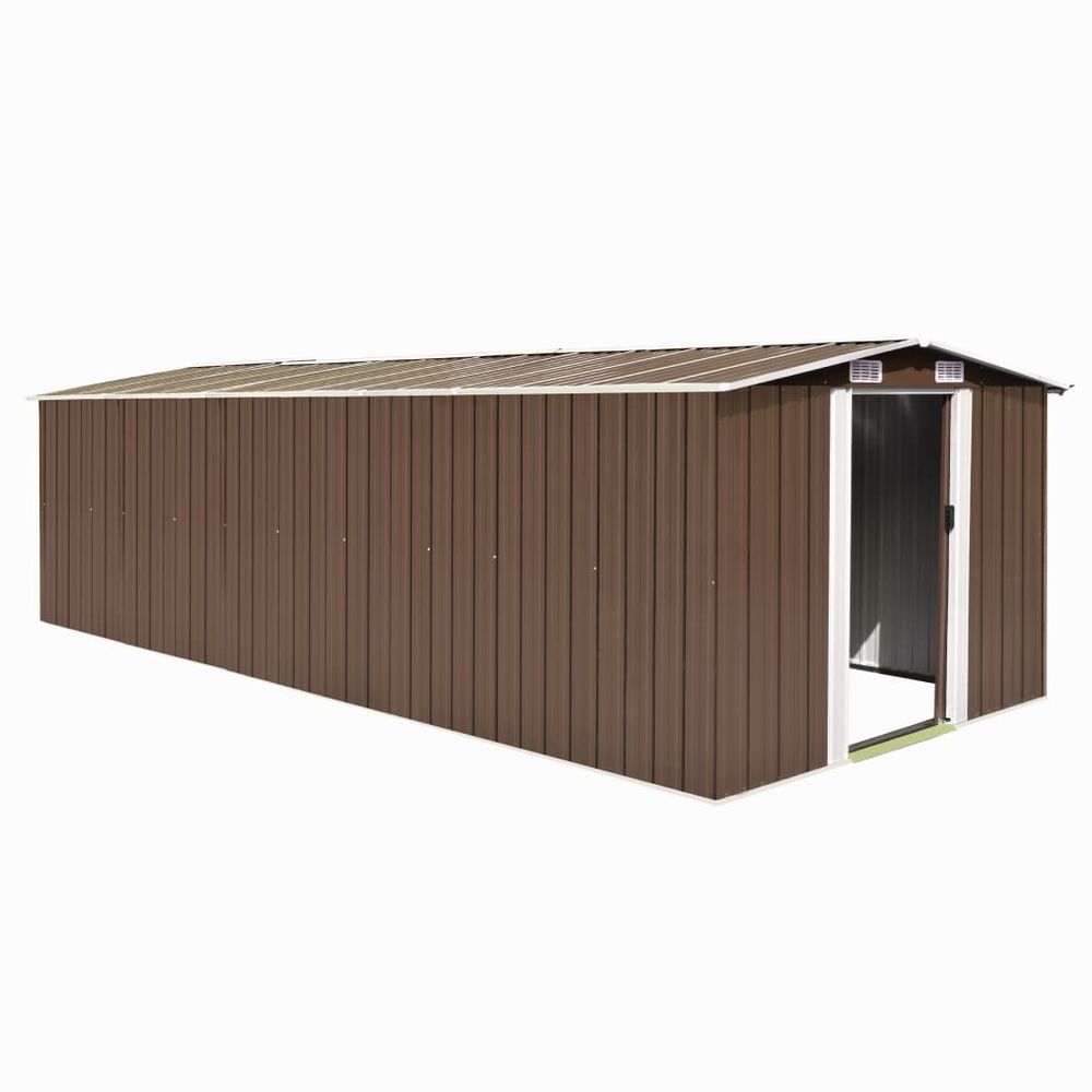 Durable Green Metal Garden Shed with Sliding Doors & Vents - anydaydirect