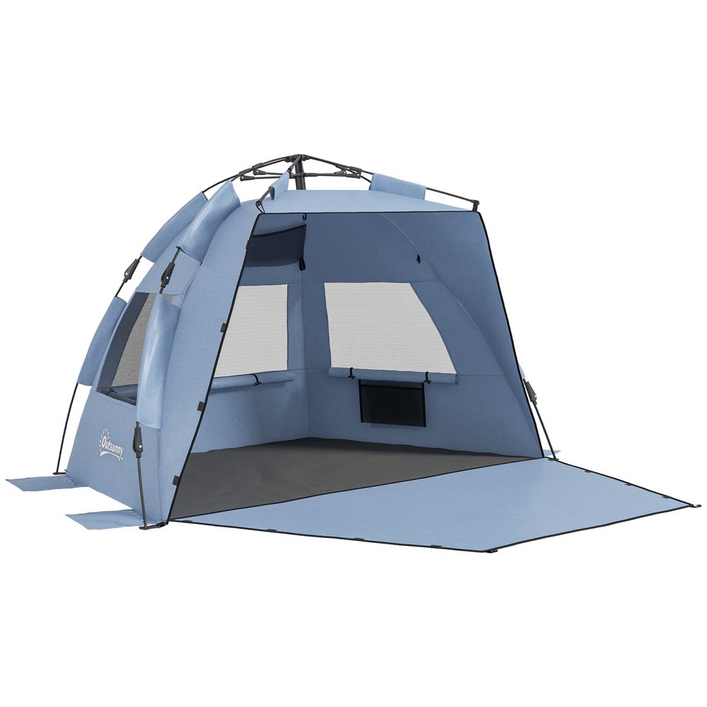 Outsunny Pop Up Beach Tent for 2-3 Person with Carry Bag, UPF15+ - anydaydirect