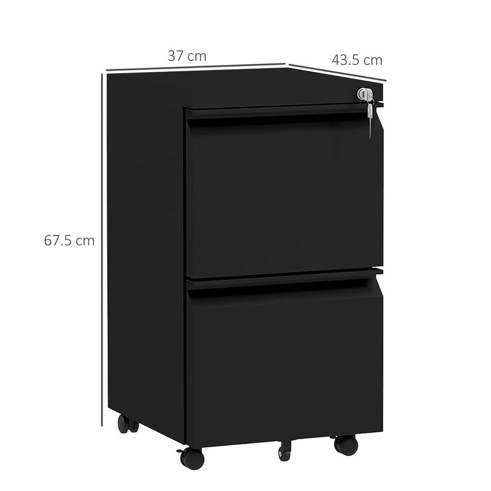 Vinsetto Steel File Cabinet with Lock Hanging Bar for Letter A4 Legal Size Black - anydaydirect