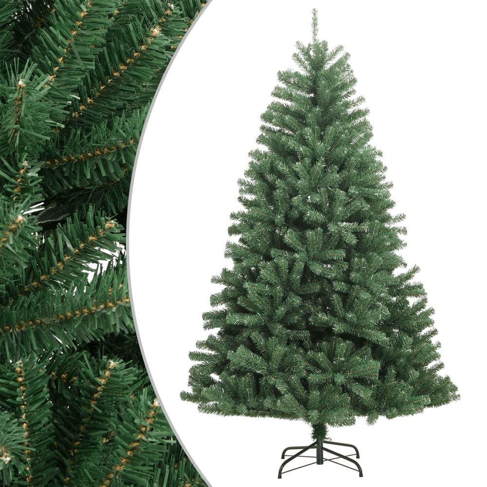 vidaXL Artificial Hinged Christmas Tree with Stand Green 4ft to 8ft - anydaydirect