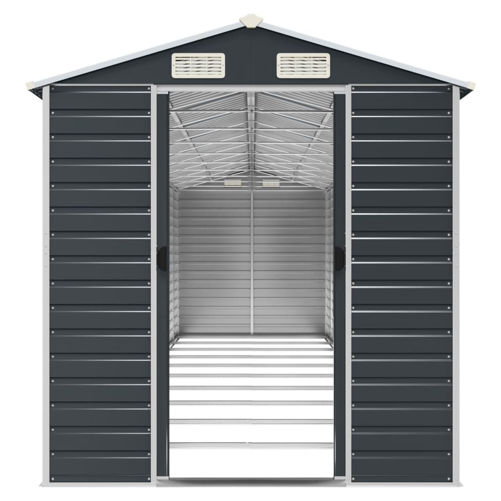 vidaXL Galvanised Steel Garden Shed with Vents - 191x895x198cm - anydaydirect