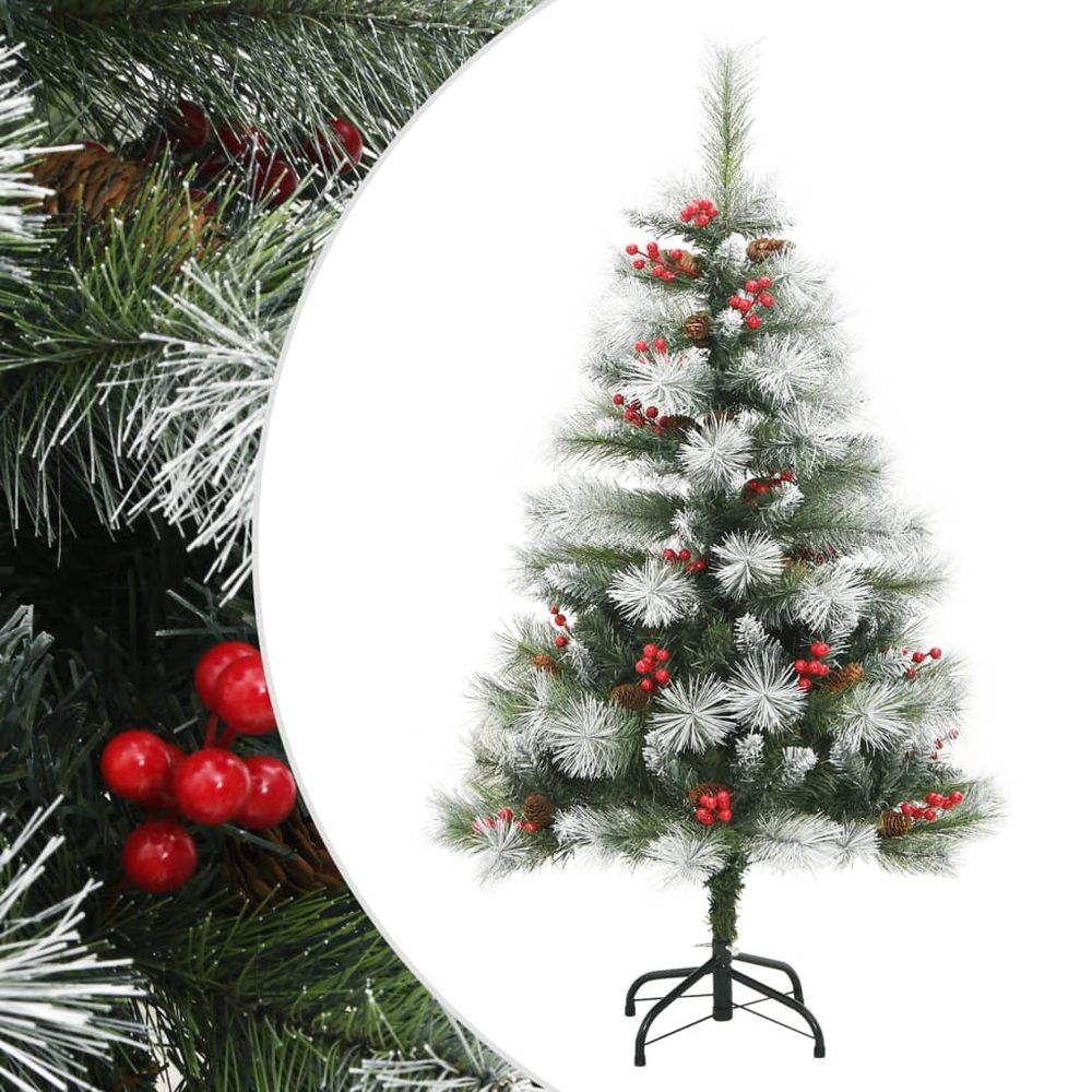 vidaXL Artificial Hinged Christmas Tree with Cones and Berries 4ft to 8ft - anydaydirect