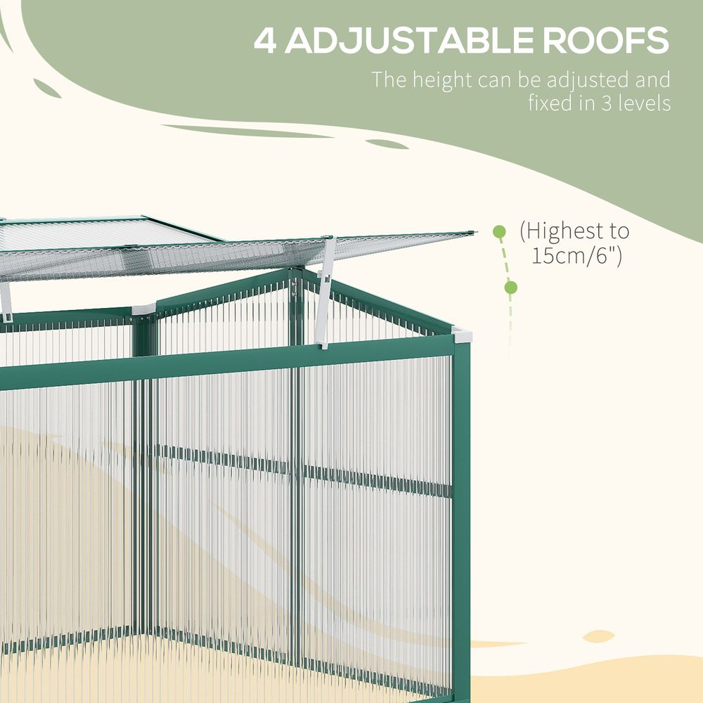 Outsunny Aluminium Cold Frame Greenhouse Planter with Openable Top 130x70x61cm - anydaydirect