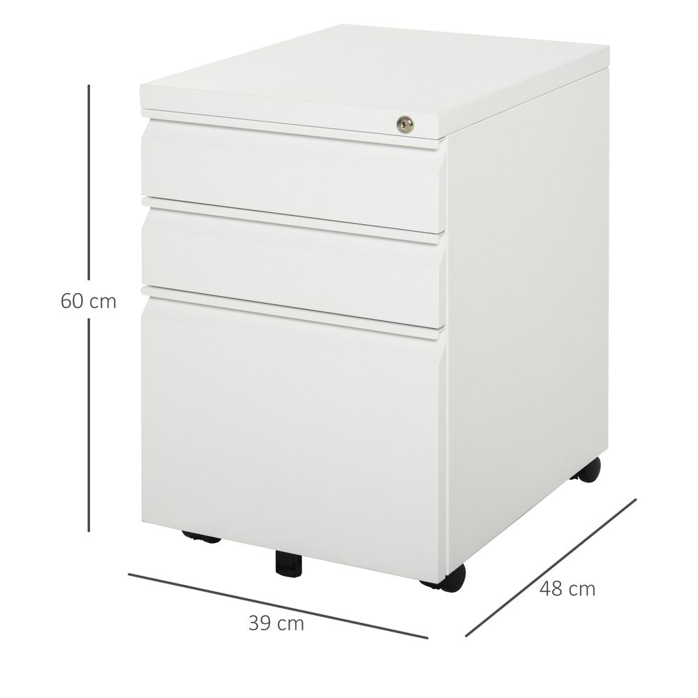 Mobile Vertical File Cabinet Lockable Metal Cabinet with 3 Drawers Vinsetto - anydaydirect