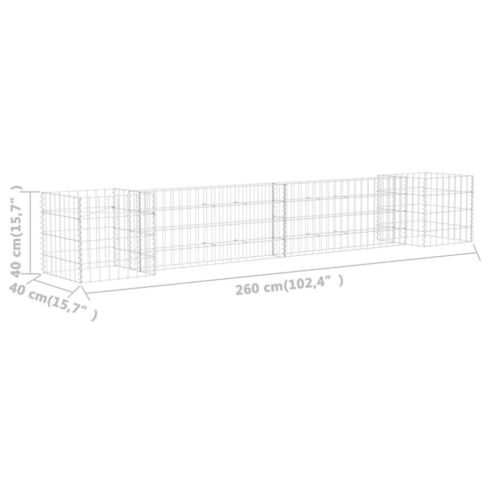 vidaXL H-Shaped Gabion Planter Steel Wire 260x40x40 cm - anydaydirect