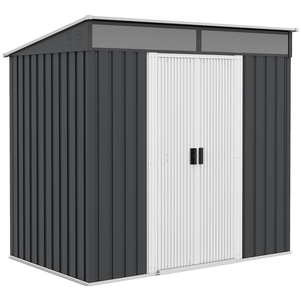 Outsunny 6.5x4FT Lockable Metal Garden Shed with Foundation - anydaydirect