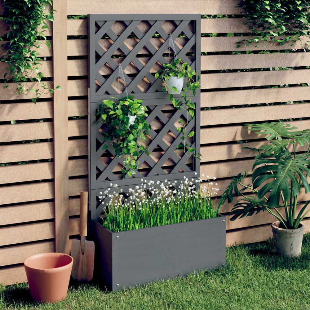 vidaXL Trellis Planter Grey 65x33x135 cm WPC - anydaydirect