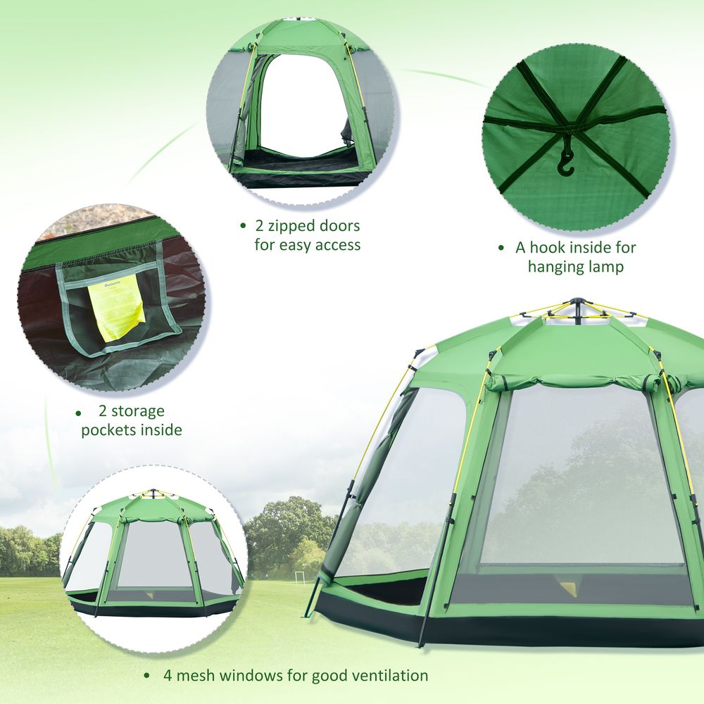 6 Person Camping Tent 2-Tier Pop-up Tent w/ Portable Carry Bag Outsunny - anydaydirect