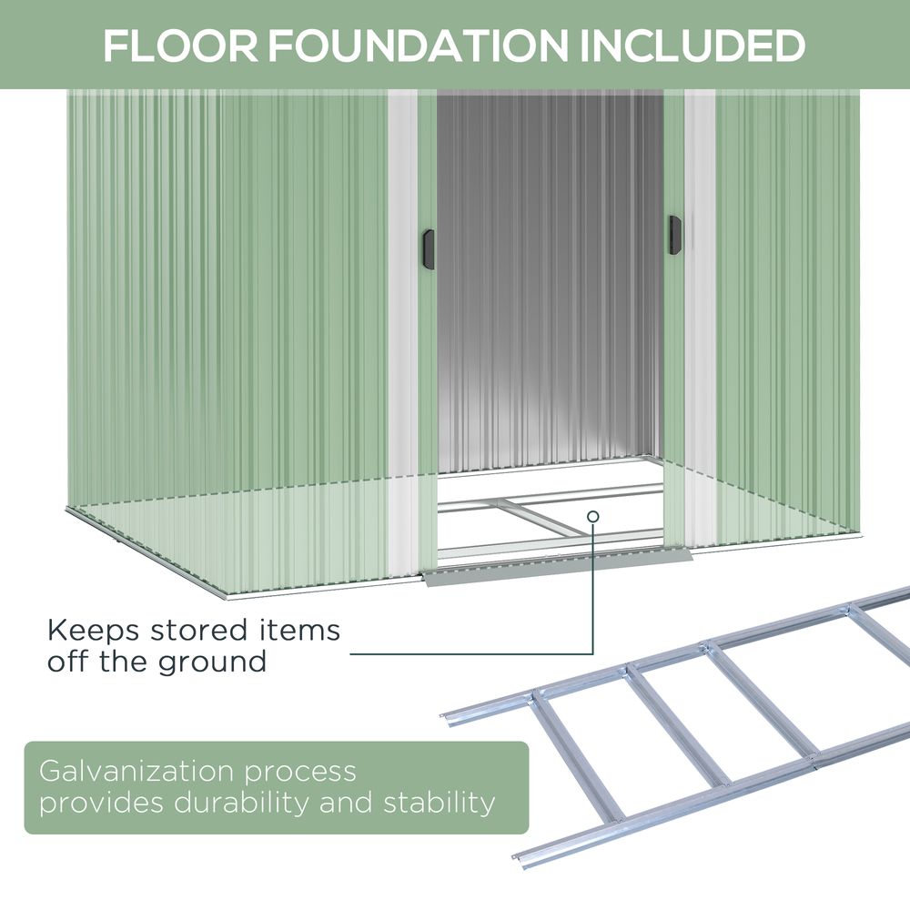 6.8x4.3ft Green Outdoor Garden Shed - Durable Tool Storage Box - anydaydirect