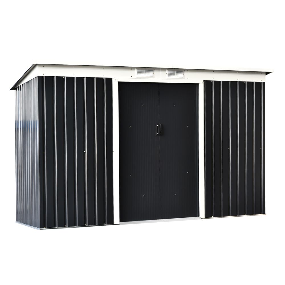 Outsunny 9x4FT Metal Garden Storage Shed with Double Doors - anydaydirect