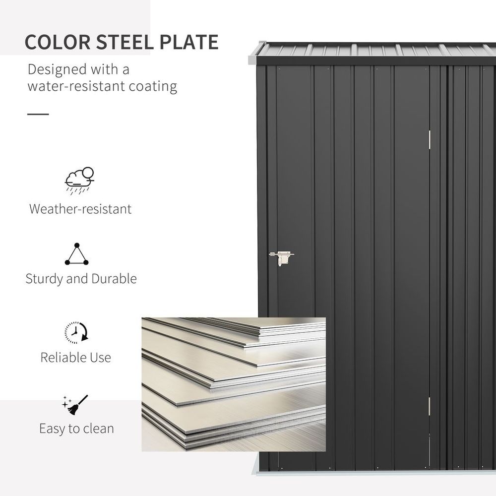 5x3ft Metal Garden Shed with Lockable Door for Outdoor Storage - anydaydirect