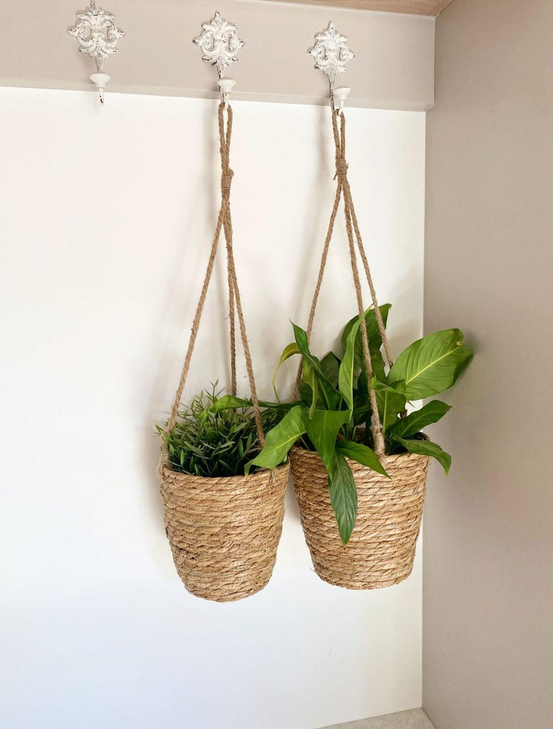 Set of Two Rush Grass Hanging Planters - anydaydirect