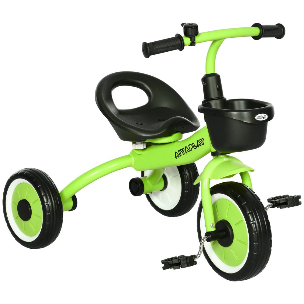 AIYAPLAY Trike with Adjustable Seat Basket Kids Tricycle for 2-5 Years Old Green - anydaydirect