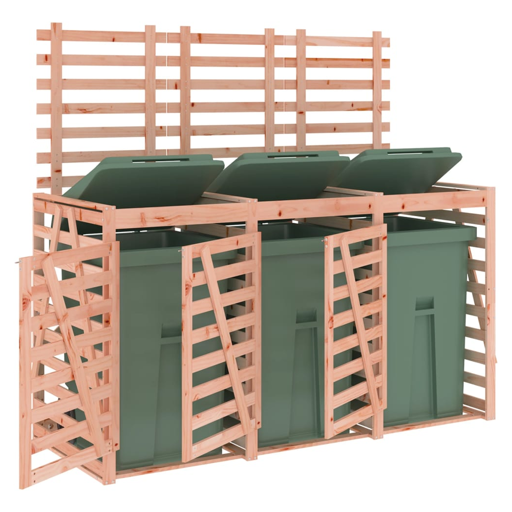 vidaXL Triple Wheelie Bin Storage Solid Wood Douglas - anydaydirect