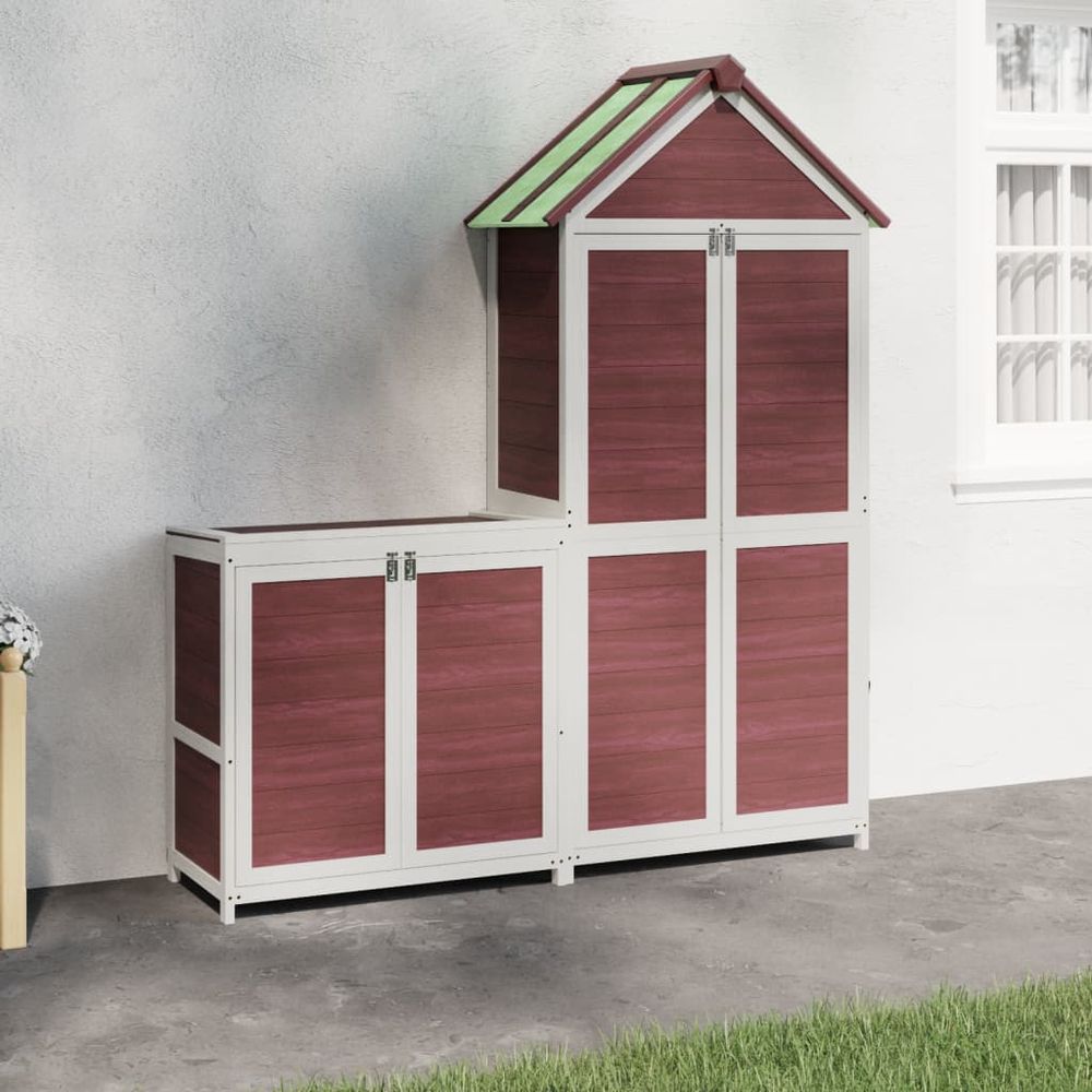 2 Piece Garden Tool Shed Set - Solid Pine Wood, Brown - anydaydirect