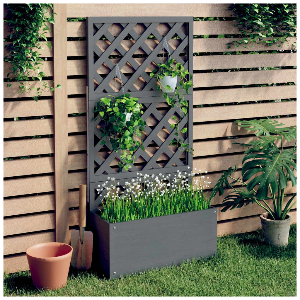 vidaXL Trellis Planter Grey 65x33x135 cm WPC - anydaydirect