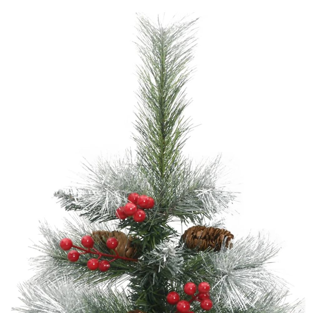 vidaXL Artificial Hinged Christmas Tree with Cones and Berries 4ft to 8ft - anydaydirect