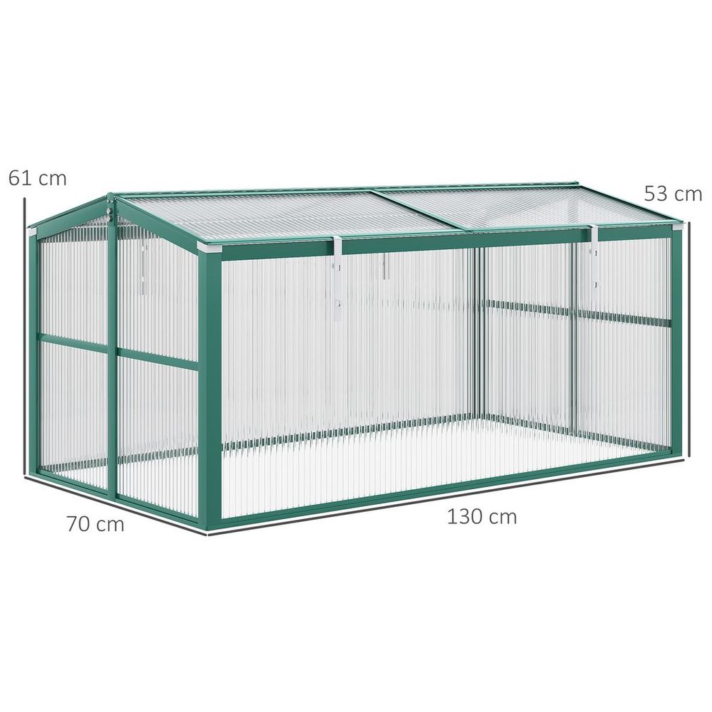 Outsunny Aluminium Cold Frame Greenhouse Planter with Openable Top 130x70x61cm - anydaydirect