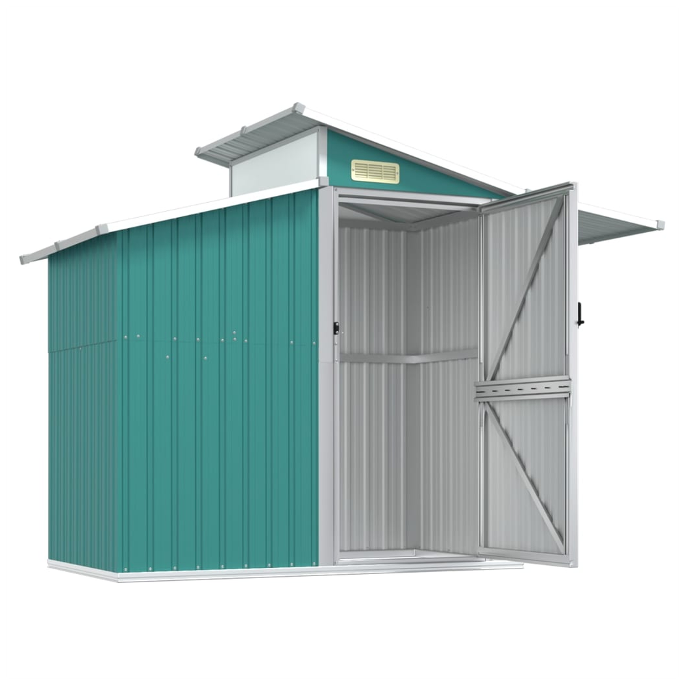 Durable Green Galvanised Steel Garden Shed 270x130x208.5 cm - anydaydirect