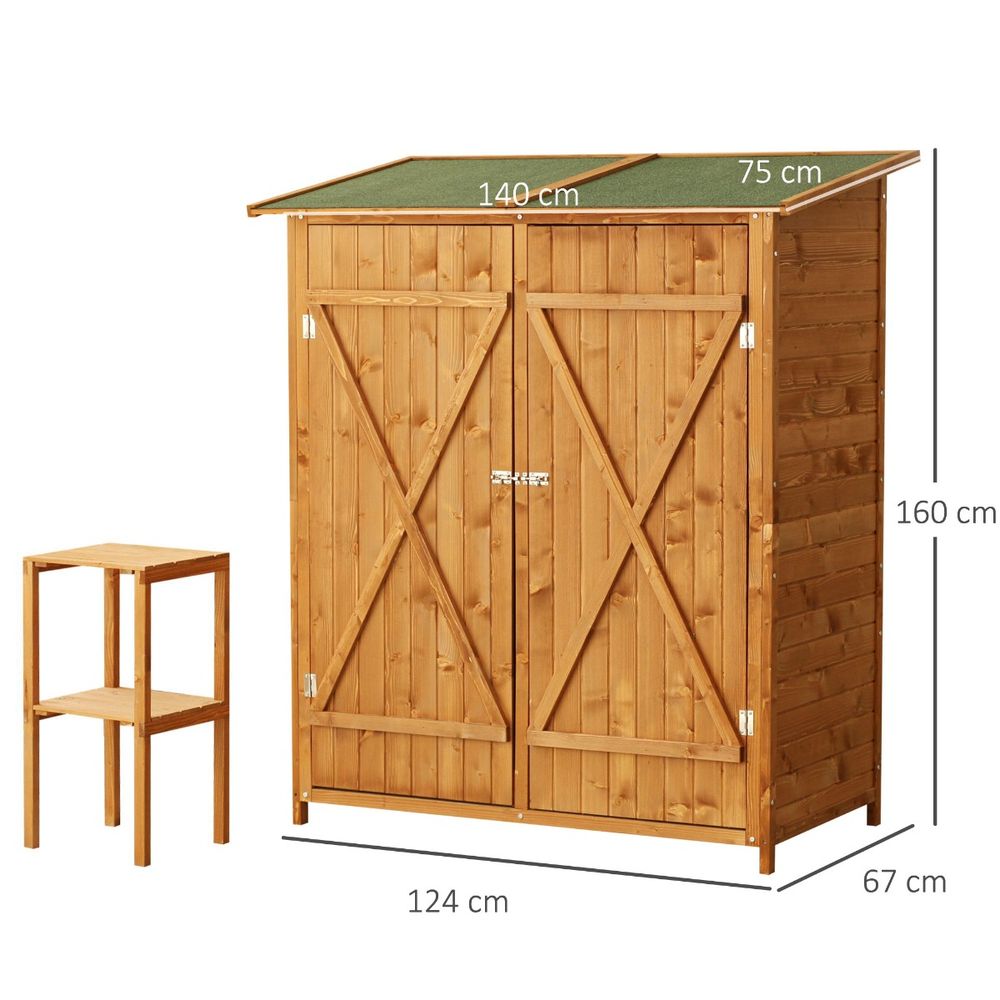 Durable Garden Wood Shed with Storage Table & Asphalt Roof - anydaydirect