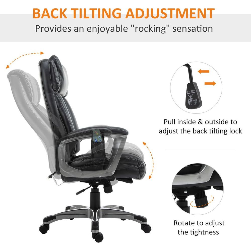 Vinsetto Vibration Massage Executive Chair High Back w/ Adjustable Height Black - anydaydirect