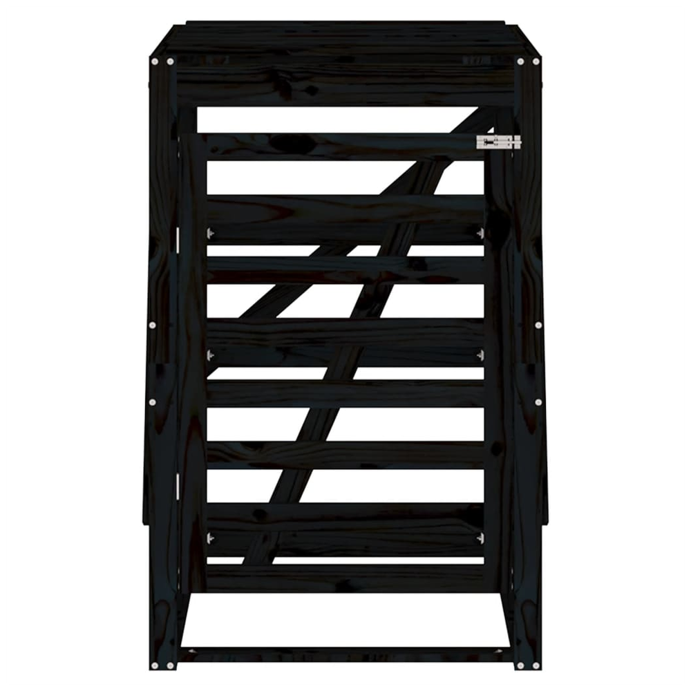 vidaXL Wheelie Bin Storage Black 84x90x128.5 cm Solid Wood Pine - anydaydirect