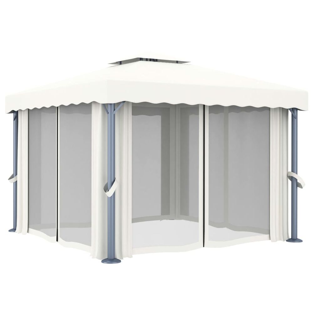 Gazebo Tent with Curtain & LED String Lights - anydaydirect