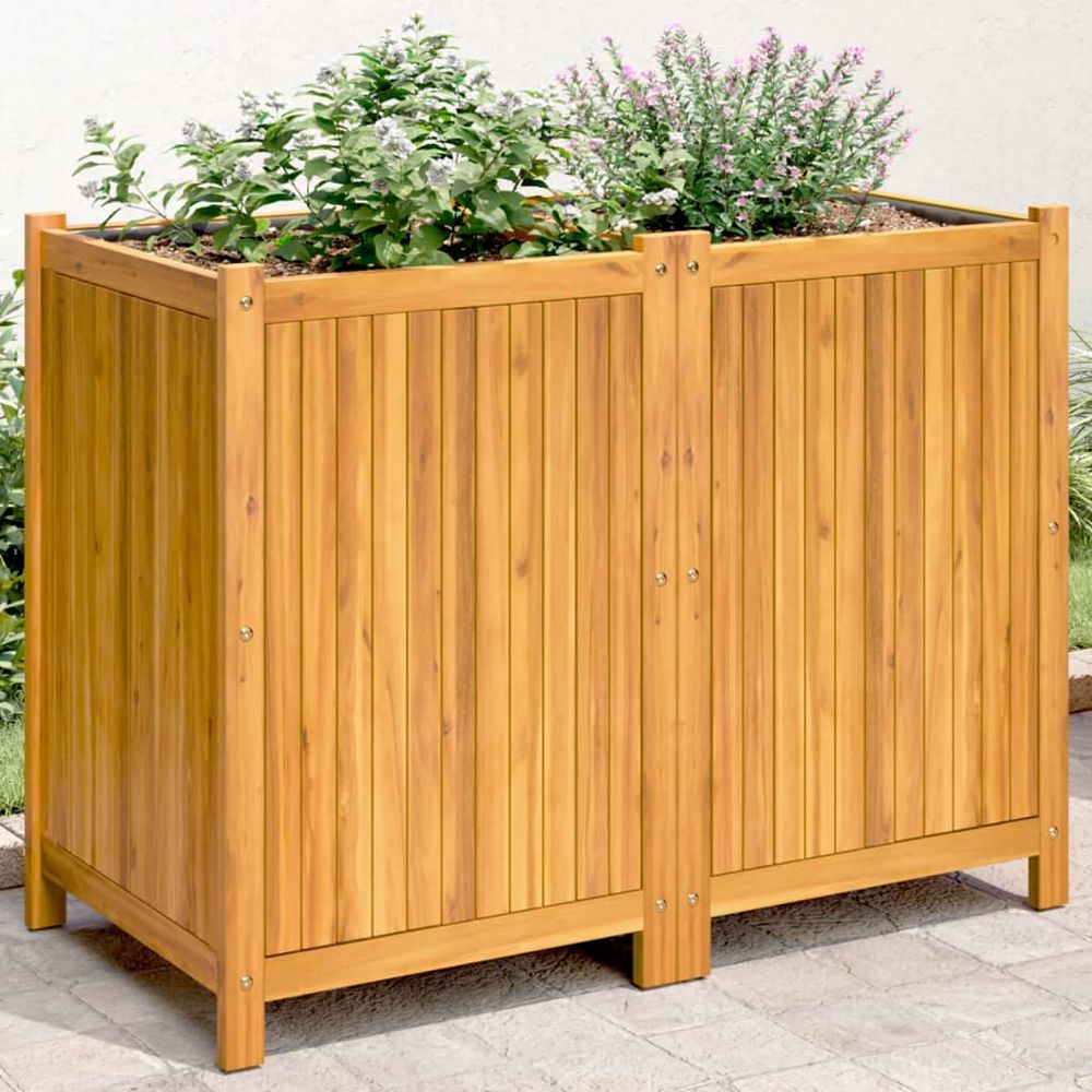 vidaXL Garden Planter with Liner 31x31x30 cm Solid Wood Acacia - anydaydirect