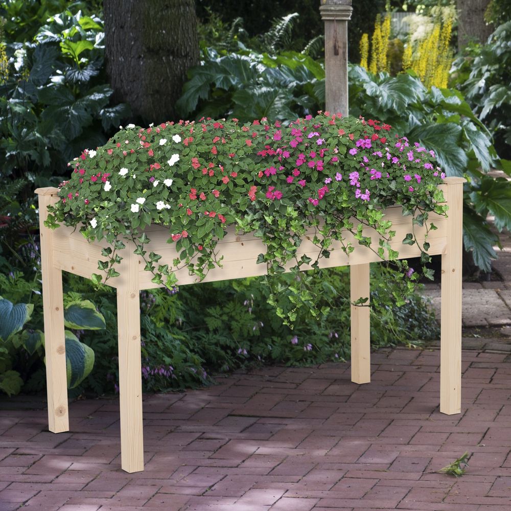 Raised Wood Garden Bed Planter - anydaydirect