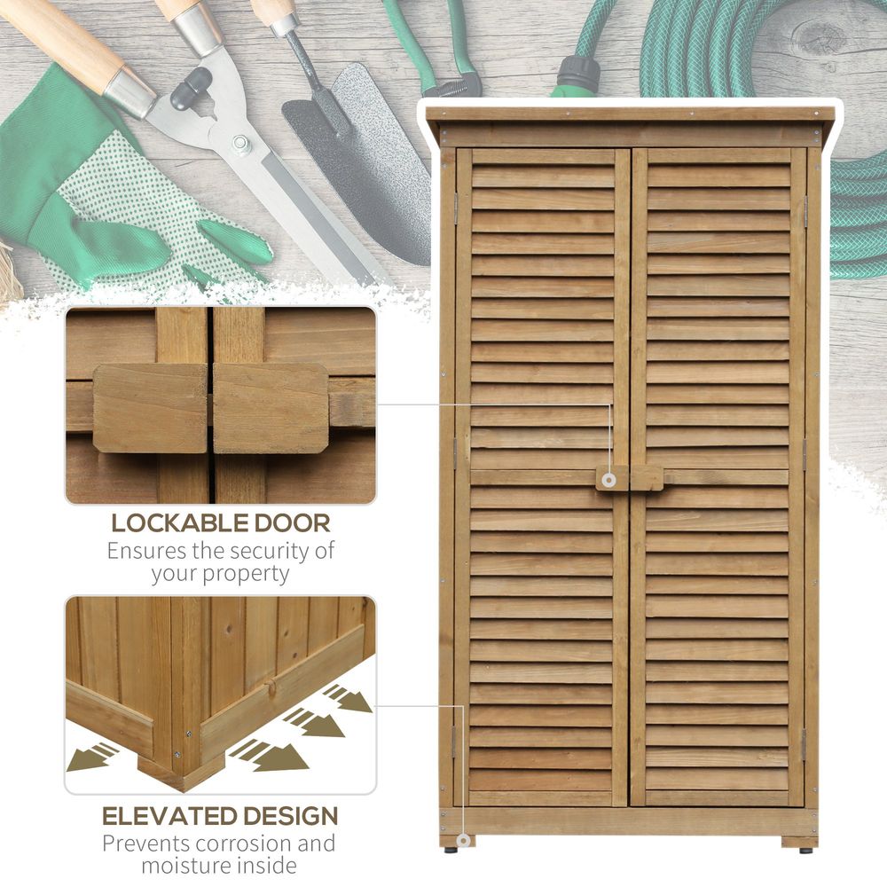 Wooden Garden Storage Shed 3-Tier Tool Cabinet Organizer - anydaydirect