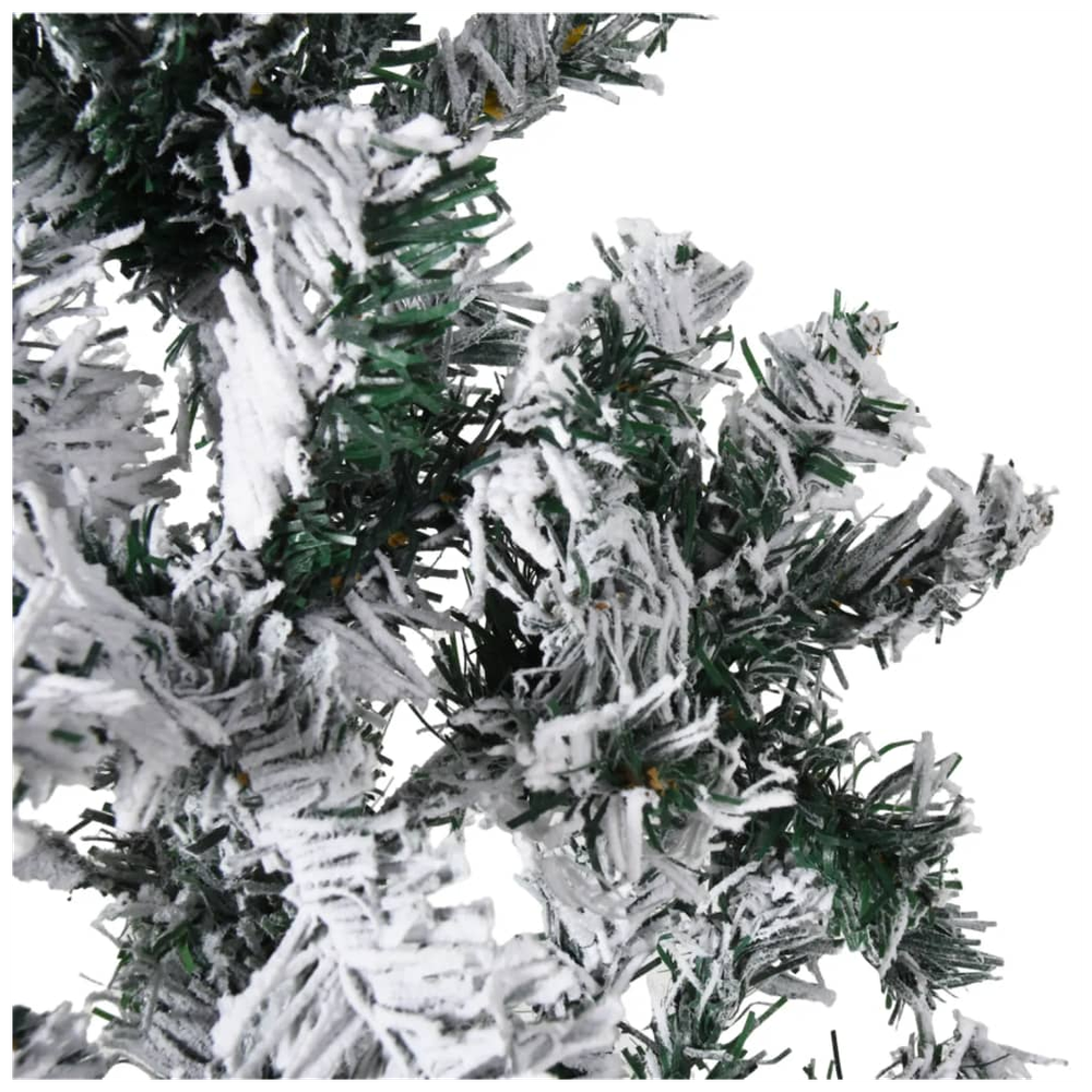 vidaXL Slim Artificial Half Christmas Tree with Flocked Snow 210 cm - anydaydirect