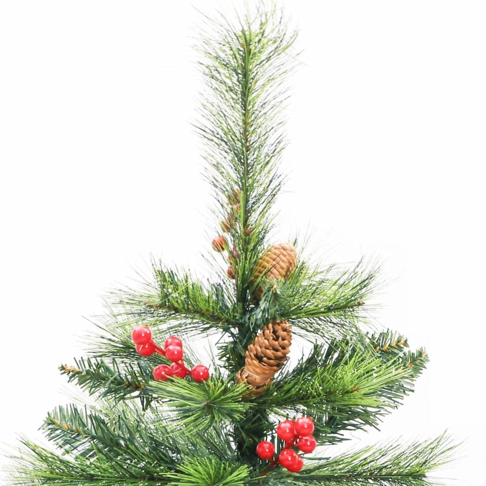 vidaXL Artificial Hinged Christmas Tree with Cones and Berries 5ft to 8ft - anydaydirect