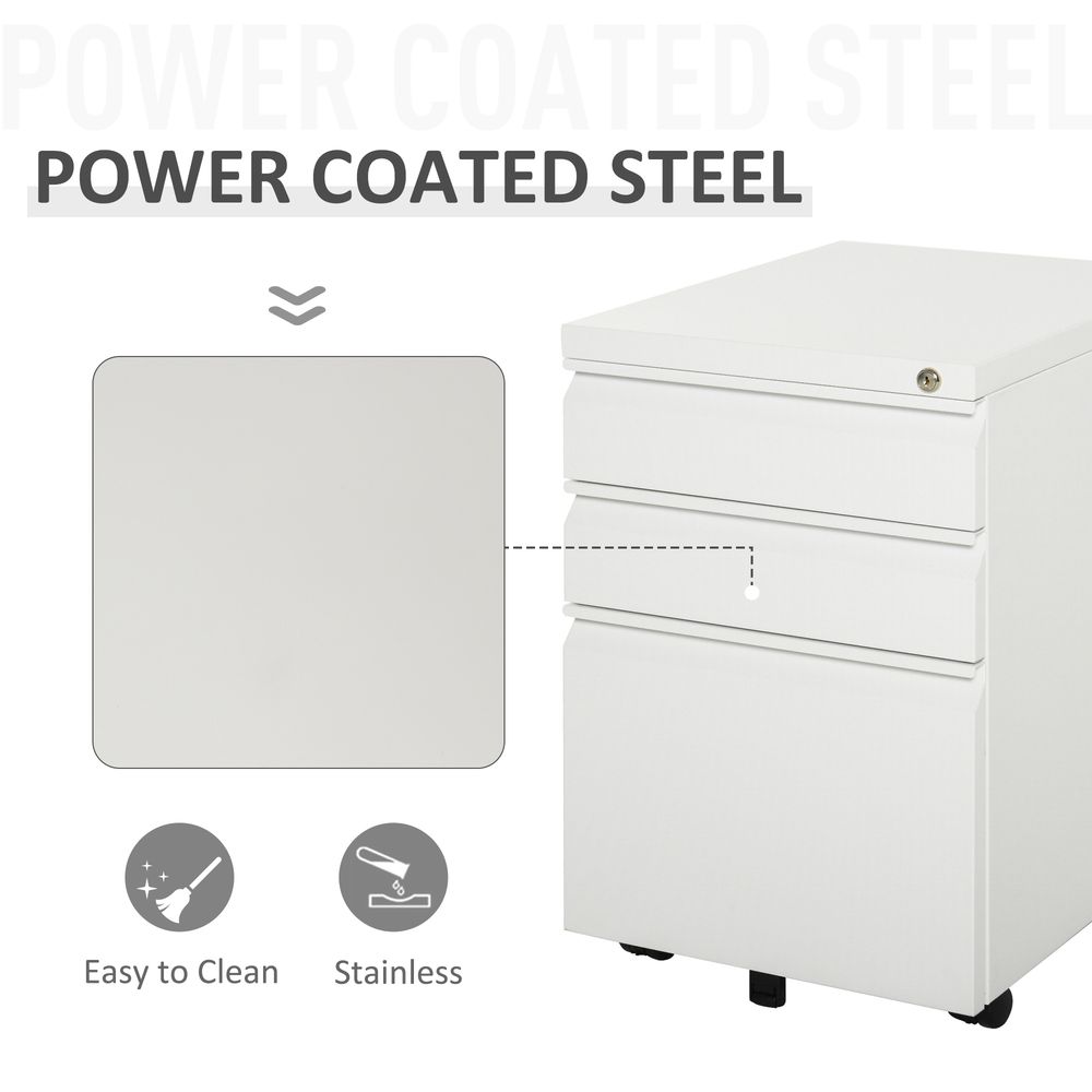 Mobile Vertical File Cabinet Lockable Metal Cabinet with 3 Drawers Vinsetto - anydaydirect