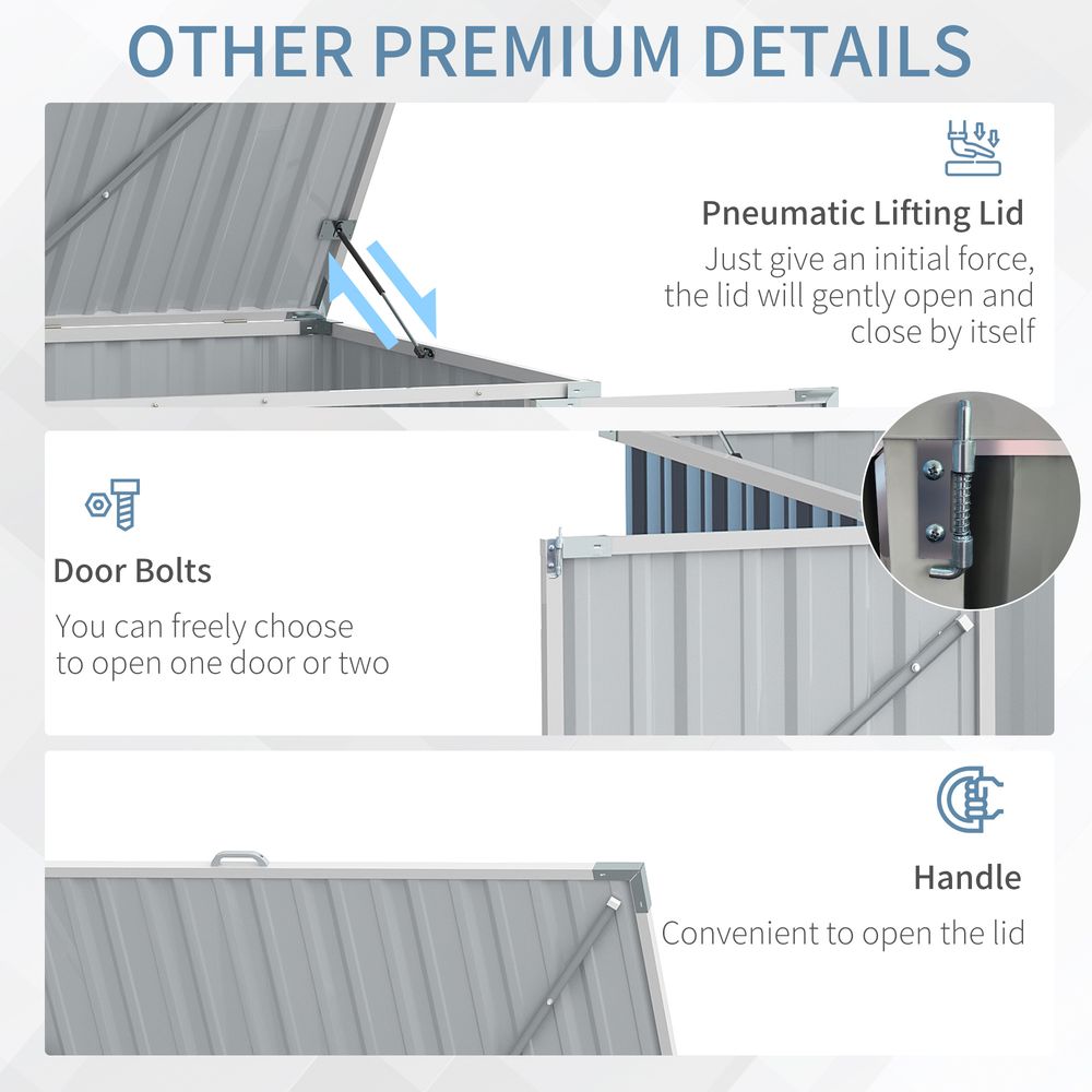 2-Bin Steel Rubbish Storage Shed w/ Double Locking Doors Outsunny - anydaydirect