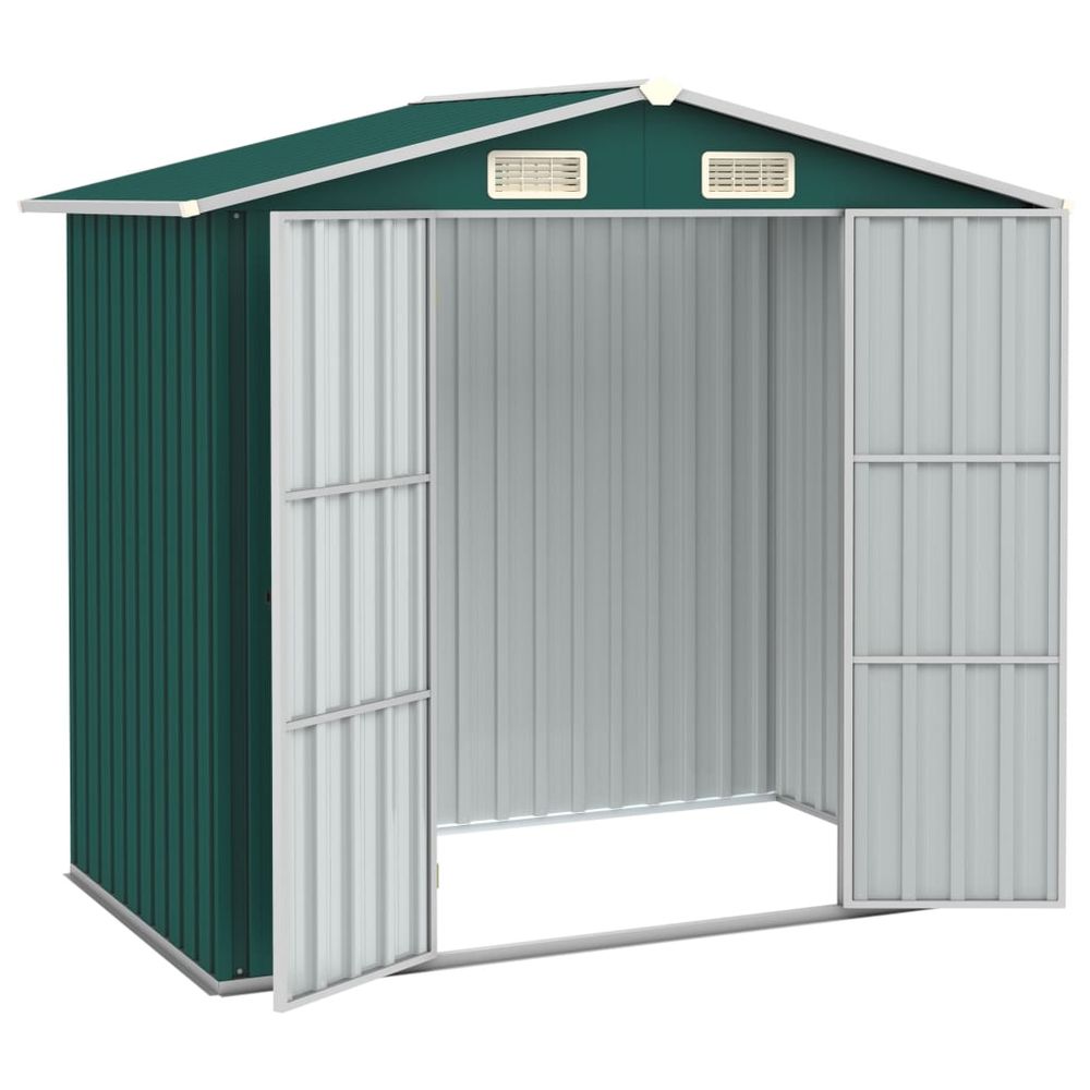 Durable Galvanised Steel Garden Shed - 205x129x183 cm - Green - anydaydirect