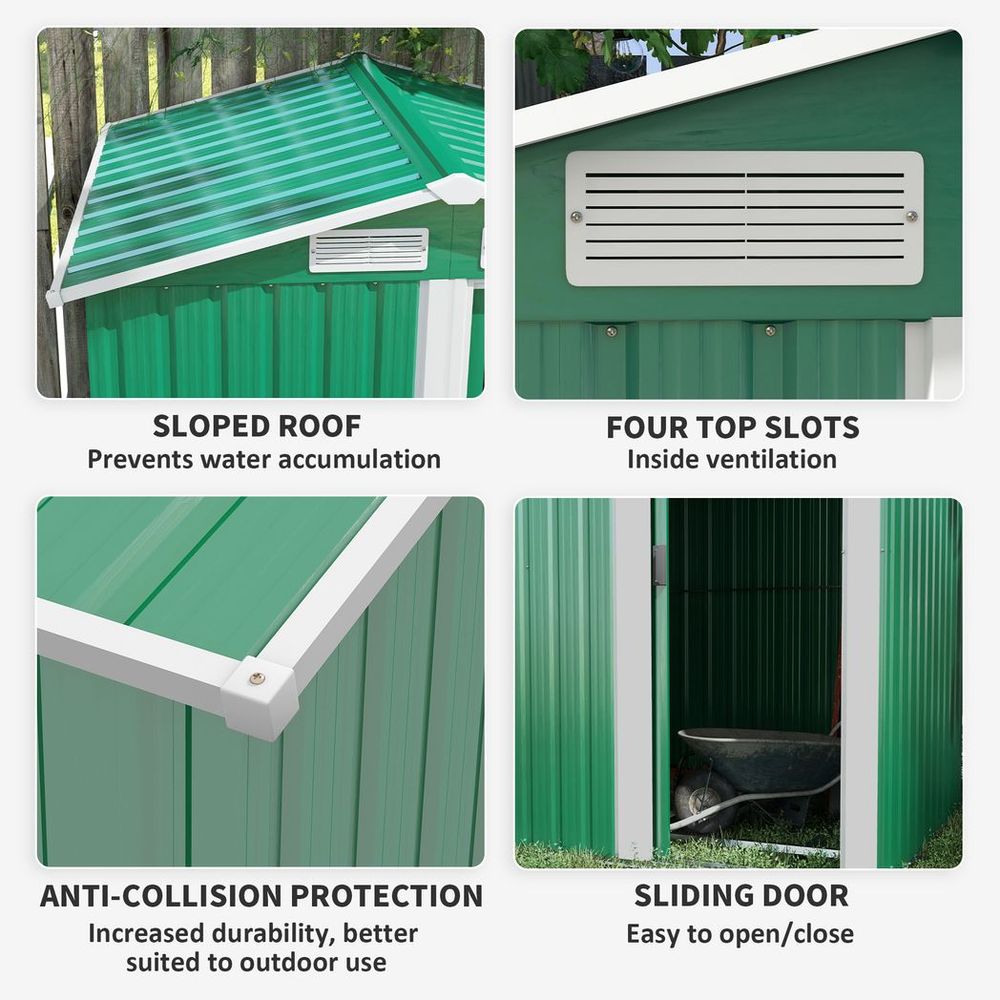 Metal Outdoor Storage Shed 5ft x 4.3ft with Sliding Door – Outsunny - anydaydirect