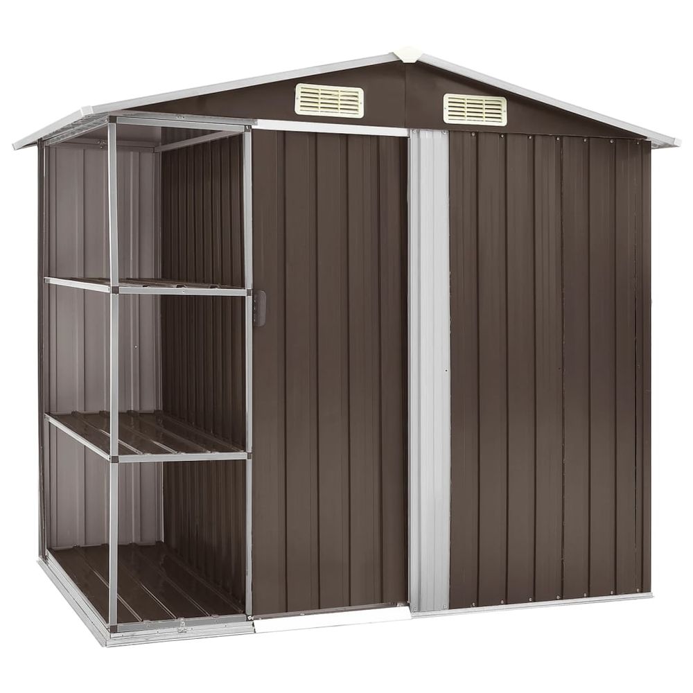 Outdoor Iron Garden Shed with Rack - Grey, 205x130x183 cm - anydaydirect