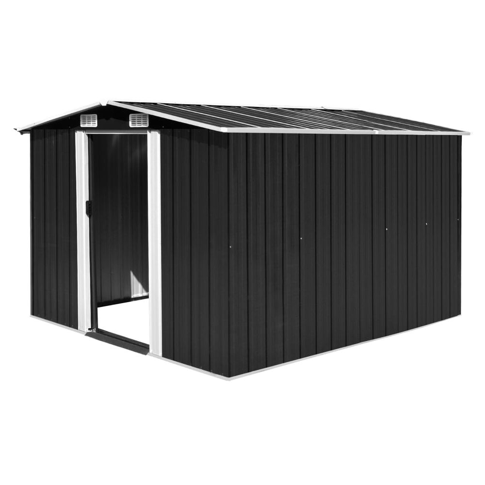 Durable Green Metal Garden Shed with Sliding Doors & Vents - anydaydirect