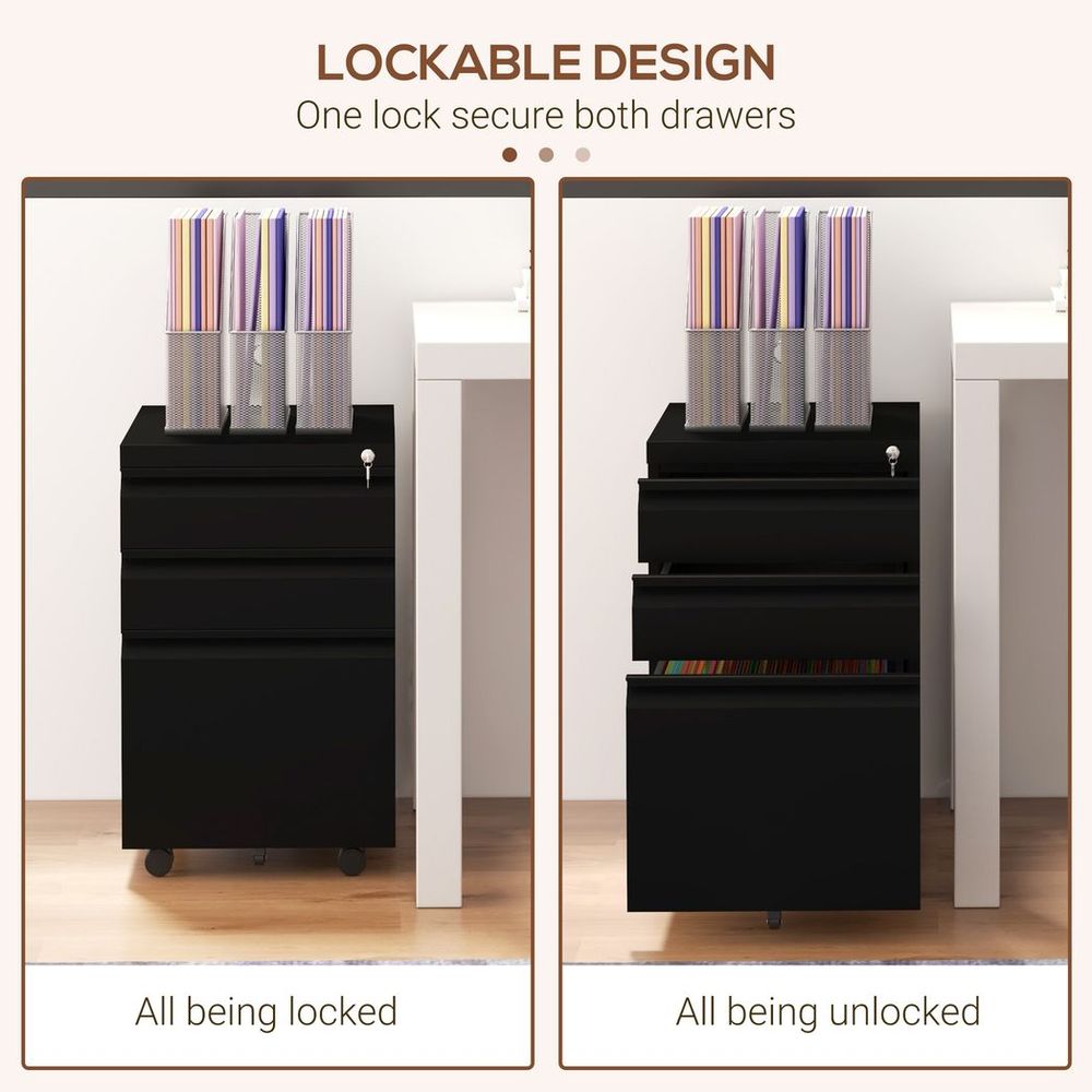 Vinsetto Steel File Cabinet with Lock and Hanging Bar for Letter A4 Legal Size - anydaydirect