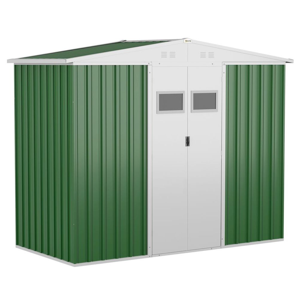 Green Outdoor Garden Storage Shed – Metal Tool Shed for Backyard - anydaydirect