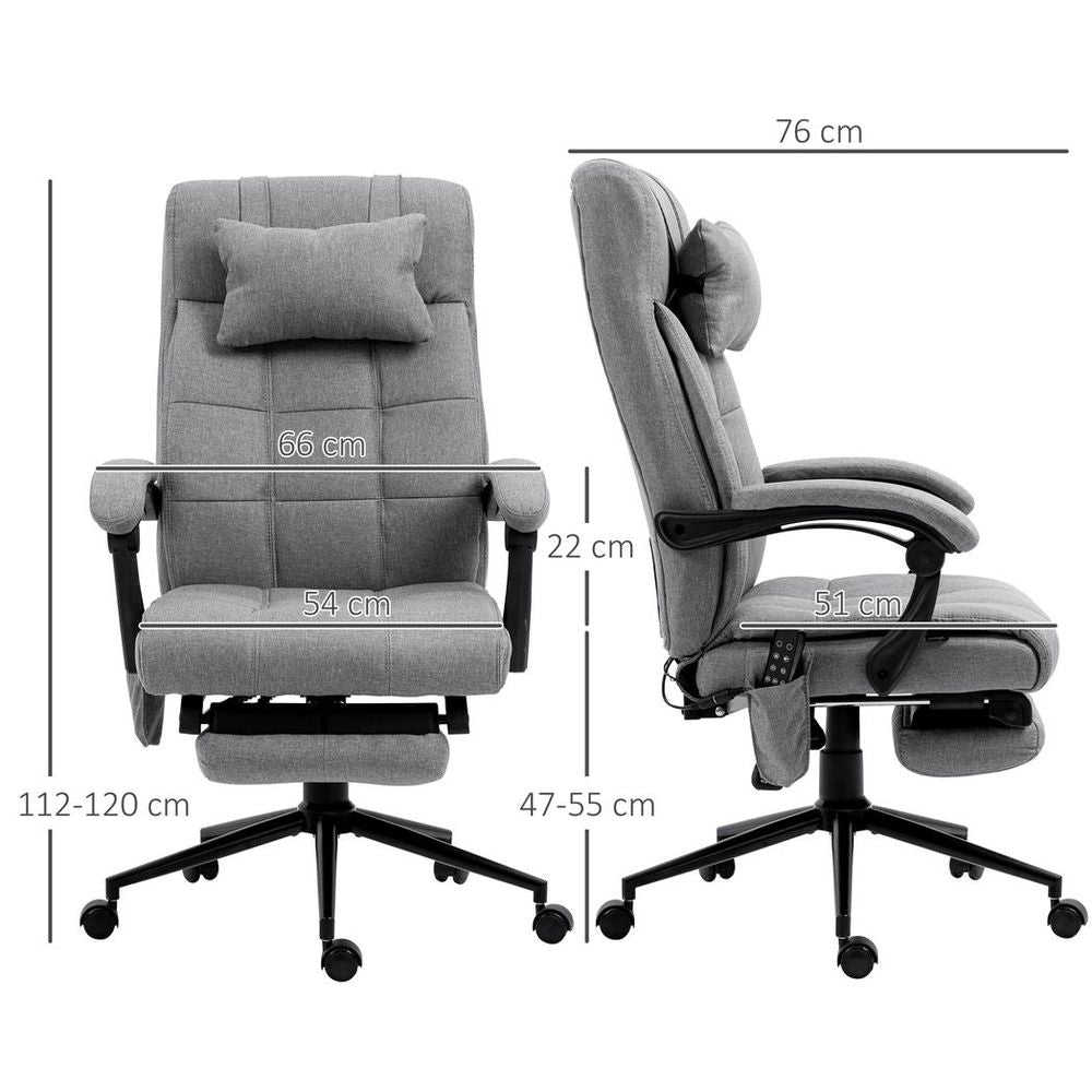 Vinsetto Fabric Vibration Massage Office Chair with Heat, Head Pillow, Grey - anydaydirect