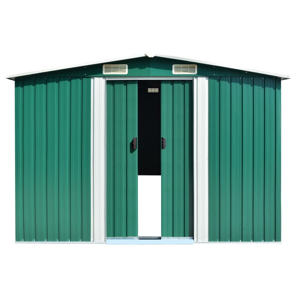 Durable Green Garden Shed, 257x779x181 cm, Galvanised Steel - anydaydirect