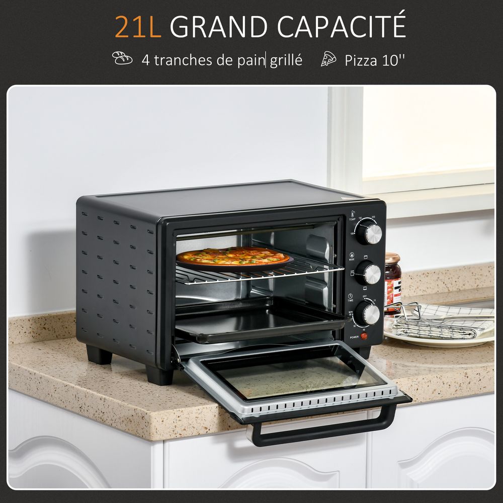 Mini Oven, 21L Grill, Toaster Timer, Baking Tray and Wire Rack, 1400W - anydaydirect